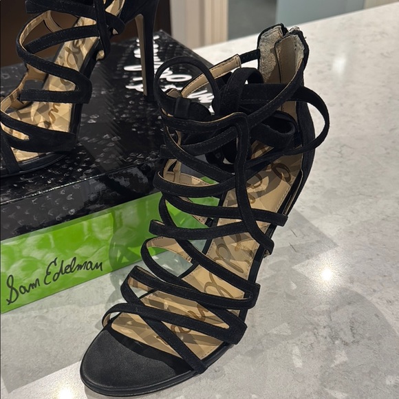 SAM EDELMAN ALBA Black Suede Heels - Picture 12 of 13